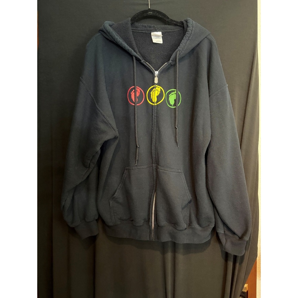 Men's Be Fearless and Play Black Hooded Zip Up Sweatshirt Size XL